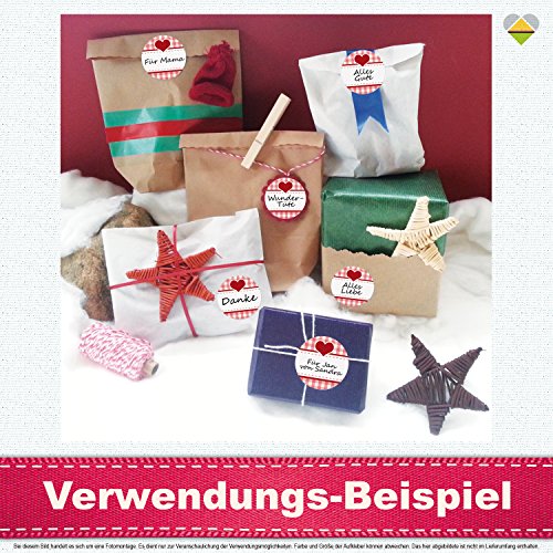 24 Aufkleber / Etiketten / Sticker | Landhausstil Kariert Herz | Rund | Ø 40 mm | Hellrot/Rot | F00038-06 | Ohne Beschriftung! | CuteLove & Head-Beat - 7