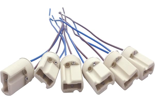 YODAVE 6 stycken G9-lampsockel | VDE-sockel | lampsockel | G9-sockel keramisk med 150 mm teflontråd för G9-halogenlampor keramiskt uttag