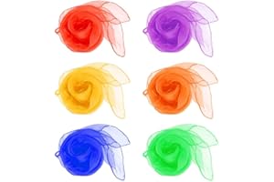 ‎CLYHON Clyhon 6 Stück Chiffontücher Set, Square Jongliertücher Performance Seide Schals Bunt Tanz Tücher Kinder Baby Kindergarten, Baby Motorik und Rhythmik Spieltücher(Rot Grün Gelb Lila Blau Orange)