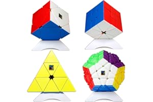 OOSTIFUN OJIN MoYu MOFANGJIAOSHI CUBING CLASSROOM Pacchetto cubo velocità Meilong Megaminx & Skewb & Square-1 & Pyramid Set cubo magico luminoso con confezione regalo + Treppiedi a quattro cubi(Senza adesivo)