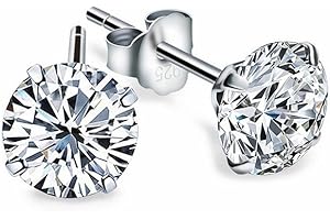 Epoch World Kolczyki damskie ze srebra wysokiej próby 925 sztyfty okrągłe szlifowane sześcienne cyrkonie kolczyki sztyfty zestawy, Cyrkonia, Cyrkonia