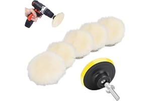 Linkstyle 7 szt. 3 cale Wełniana podkładka polerska, tarcza polerska z haczykiem i pętelką, do mocowania bufora wiertniczego, z adapterem do wiertarki M10, zestaw polerek buforowych samochodowych