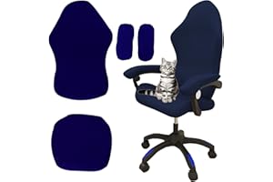 Yixinly Funda para silla de gaming, 4 unidades, funda para silla de oficina, elástica, extraíble, lavable, antideslizante, para silla de ordenador, silla de gaming, silla giratoria (azul oscuro)