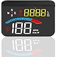 Car HUD Head up Display, iKiKin HUD GPS System, shading integrated display design, 3.5 inch Car HUD Displays Speedometer Alarm Km/h MPH, Compatible with All Cars and Trucks