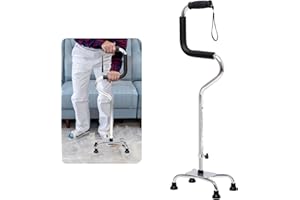 LIKEUDO Höhenverstellbare Sitzhilfe Stand Gehstock Multifunktional Gehhilfe Stehhilfe Gehstock Aufstehhilfe Mobilitätshilfe Vier Füße Gehstock Vierfußgehstütze Alltagshilfen Aufstehhilfe Gehstock（Silber）