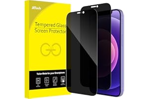 JETech Protector Pantalla Privacidad para iPhone 12/12 Pro 6,1 Pulgadas, Cobertura Completo Cristal Vidrio Templado Antiespia, Amigable para Funda, 2 Unidades