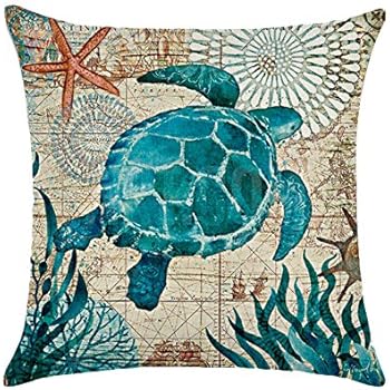 Monbedos Leinen Sea Life Muster Kissenbezug Sofakissen Kissenbezug Auto