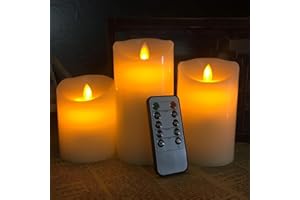flintronic Świece bezpłomieniowe LED, 3 szt., świece filarowe z pilotem zdalnego sterowania i funkcją timera, Φ 7,5 cm x wys. 10 cm / 12 cm / 15 cm, świece LED na urodziny, imprezę, ślub, hotel