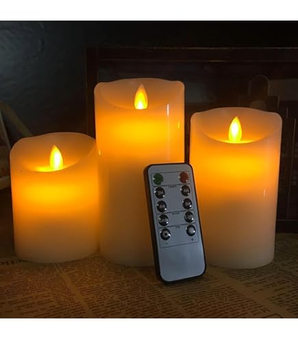 Britesta led luci: Set di 3 candele LED in cera vera in bicchieri acrilici trasparenti, 3 dimensioni (candela
