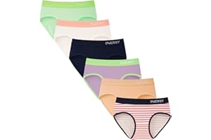 INNERSY Mutande Ragazza in Cotone Vita Media Slip Bambina Elasticizzato Intimo 8-16 Anni Pacco da 6