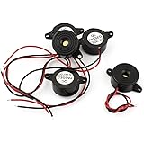 Sourcingmap 5Pcs DC3-24V Wire Leads Industrial Audio Piezo Electronic Alarm Buzzer with 5.3mm Hole