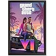 Waltractive Gta 6 Poster with Frame - Sleek Black Framed Poster for wall - 12x18 Inch - Perfect for Gamers and Fans of the Grand Theft Auto Series