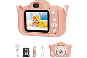 GOOPOOL Kinderkamera mit 32GB SD-Karte Selfie Digitalkamera,Kinder Kamera 1080P 2,0-Zoll-Bildschirm,Kamera Kinder Digitalkamera Anti-Drop Fotoapparat Kinder für Geburtstagsgeschenk Weihnachten Spielzeug Rosa