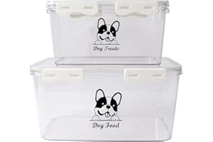 ZoeQide Boite a Croquette Pour Chien, 2 Lot Boîte à Croquettes, Transparente Avec Couvercle Scellé Et Échelle De Temps Pour La Préservation a Croquette Chat Distributeurs De Nourriture Pour Chiens