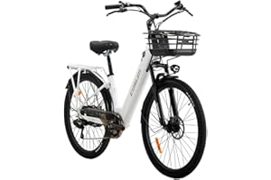 cysum X-City - Bicicleta eléctrica de 26 pulgadas para adultos, bicicleta eléctrica para mujer, batería extraíble de 48 V, 10,4 Ah, autonomía de 25 km/h y 80 km, urbanos Commuter E-Bike