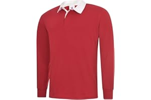 UNEEK CLOTHING Uneek Men's Classic Rugby Shirt, Blue, Large, Long Sleeve, Classic Fit