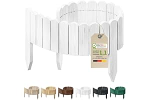 Floranica Rollborder Flexibler Holzzaun 100 x 10 cm Weiß Beeteinfassung Deko für Gartenzaun Rasenkante Umzäunung Gartenzaun für Rasenflächen Hochbeete für Garten
