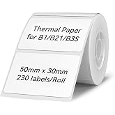 NIIMBOT B1/B21/B3S Etikel Yazıcı i&ccedil;in Etiketler, 2" x 1.2" (50&times;30 mm) Su Ge&ccedil;irmez Etiket Kağıdı Nakliye Adresi Kendinden Yapı