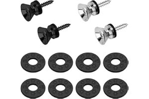 CISHOW Gitarrengurt Schlösser, 8Stk Gummi Gitarren Gurt Blöcke mit 4StkGitarrengurt Knöpfe, Blocks Gitarrenschutz Und Gitarrengurt Nägel Gurt Knöpfe Schwanz Pins Gitarrengurt Schnallen, für Alle Gitarre