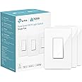 Kasa Smart HS200P3 Wi-Fi Switch by TP-Link (3-Pack) Control Lighting from Anywhere, Easy In-Wall Installation (Single-Pole Only), No Hub Required, Works with Alexa and Google Assistant, Size, White