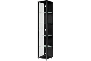HDmirrorR BR-Wohndesign Glasvitrine 172x32x33 cm in Schwarz mit 4 Glasböden, perfekt für Sammler