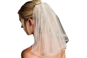 SINLOV Bridal Wedding Veils 1-Tier Veil Women’s Wedding Veil Bridal Tulle Veil Shouder Length Short Veil with Comb Hair Accessories for Brides