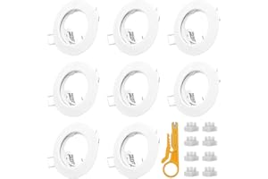 KingYH 8 Pack Recessed Light Frames Set GU10 MR16 Round Recessed Spotlight Trim Ring Fitting Ceiling Light Metal Mounting Frame in Aluminium for Ceiling Lights Spotlight-White