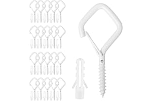 VEYALTEDL Gancio Soffitto,Gancio Muro,20PCS 2.2x0.98in Bianco Occhielli a Vite,Ganci a Soffitto a Vite per Catene Luminose,Gancio Avvitabile per Campanelle Lanterne Catene Luminose Decorazioni Natalizie