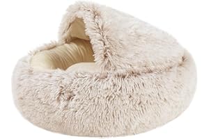 Souarts Rond Lit de Chien Chat Doux Chaud d'animal Rond Tissu Peluche Grand Matelas Épais Extra-Doux Confortable Automne et Hiver Coussin Sommeil Profond Litière Mode Professionnelle