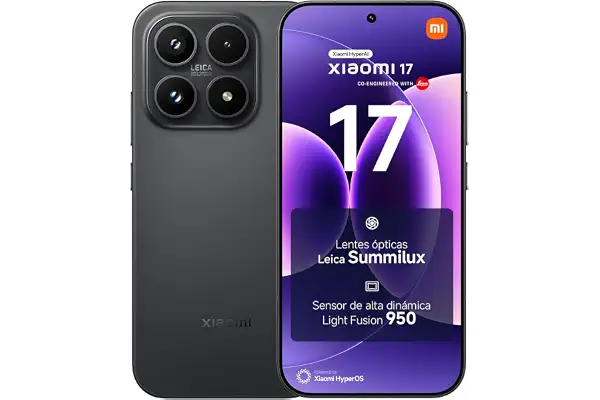 XIAOMI 17 Smartphone de 12+512GB Negro Lentes óptica Leica Summilux | Sensor de alta dinámica Light Fusion 950, Snapdragon 8 Elite Gen 5, HyperAI, Batería de 6330 mAh, 1 año de garantía adicional
