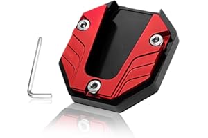 Xiciki Support Universel Béquille Moto- Support Extension de Béquille Latérale de Moto, Plaque d'Extension de Béquille pour Moto, Prolongateur de Béquille Moto en Alliage D'Aluminium CNC - Rouge