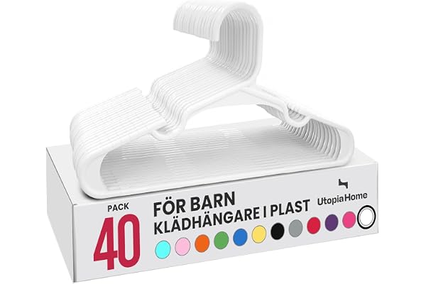 Utopia Home, Lot de 40 klädhängare för barn, 29,2 cm, plast