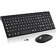Wireless Keyboard and Mouse Set, 2.4G Compact Slim QWERTY UK Layout USB Keyboard and Cordless Silent Mouse Combo with Numeric Keypad Ergonomic Energy Saving for Windows PC/Laptop/Computer/Apple Mac