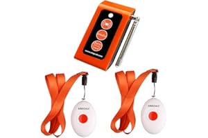 SINGCALL Home Caring Alarm System Wireless Caregiver Pager Nurse Calling Alert for Elderly Senior Patient Child Lightweight Convenient, 1 Plug-in Receiver 2 Buttons
