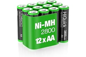 HiQuick AA Batteries, Ni-MH AA 2800mAh Rechargeable Batteries Pack of 12 Counts, Pre-Charged Double A Rechargeable Battery 1.2V NiMH Low Self Discharge