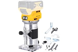 TOPWAY Brushless Cordless Handheld Wood Trimmer Router 18V – Compatible with DeWa.. DCB184 Battery, Variable Speed, 3 Collets (1/4", 6mm, 8mm), Trimmer Base, No Battery 102775