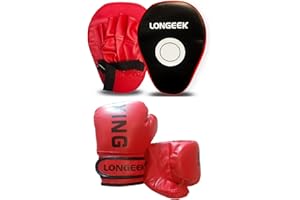 Longeek Gants de Combat de Boxe,Gants d'entraînement de Boxe Gants de Boxe Enfant 3 à 15 Ans Sac de Frappe,Kickboxing, Muay Thai, MMA,4-6 oz Junior Boxing Gloves