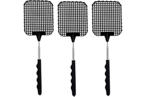 Alfven Frdelma Scacciamosche, set di 3 Scacciamosche Estensibile Manuale Paletta Mosche da 26,5 cm a 73 cm per mosche, zanzare e insetti (nero)