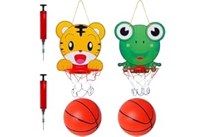 SWZY Mini Panier de Basket pour Enfant, Mini Cerceau de Basket avec Basket, Jeu de Balle Exterieur, Plaque de Basket Dessins Animés, Réglable en Hauteur, Panier de Basket pour Porte Mur Monté et Chambre