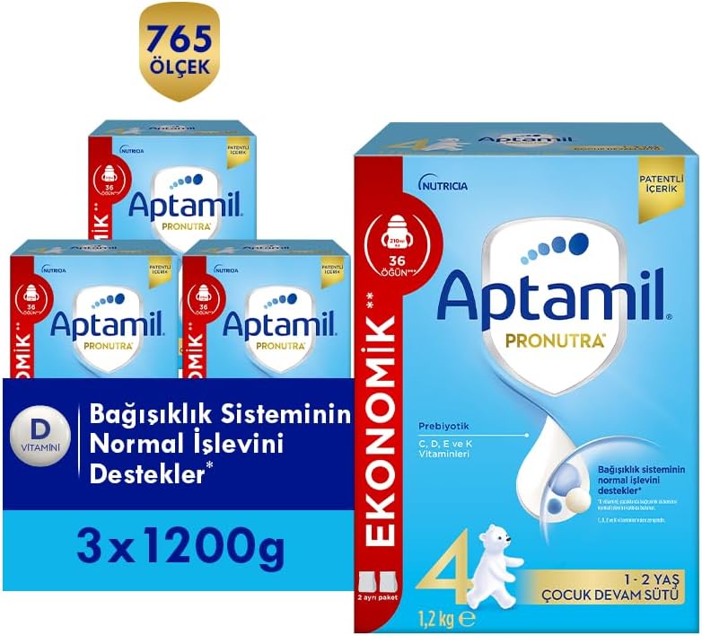Aptamil 4 Prebiyotikli Çocuk Devam Sütü 1200 x 3 Adet 3600 Gr