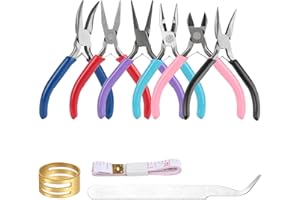 XIAOMOYU 6 Pinces à Bijoux, Pince Trousse Outils de Fabrication de Bijoux, Pince Coupe-Fil/Pince à bec courbé/Pince à Bec Rond/Pince à Bec Effilé/Pince à Bec/Coupe-fil