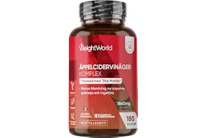 Cider Vinegar Complex – 1 860 mg per dagsdos - WeightWorld | 2 miljarder CFU bakteriekulturer - 180 kapslar - 2 månader – med gurkmeja, ingefära, cayennepeppar & Lactobacillus gasseri