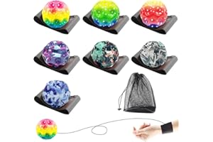 LDDYKZY Astro Jump Ball 9 pièces Balle Rebondissante avec Elastique Poignet avec Sac à balles Moon Ball Super High Bouncing Ball Space Ball Jeux en Famille pour Tous Âges