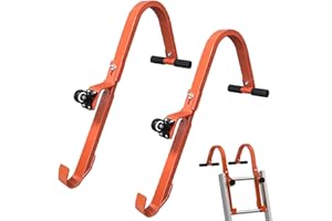 UMISU Leiterhaken für Dach, mit Rad, Leiter-Stabilisator, Stahl, Universal-Adapter für Leiter aus Aluminiumlegierung, robust, Dachverlängerung, 2 Stück