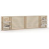 Testiera Letto In Doghe AVA 240 Cm - Effetto Legno Antico Con Ripiani Neri - Per Letti 140/160 Cm