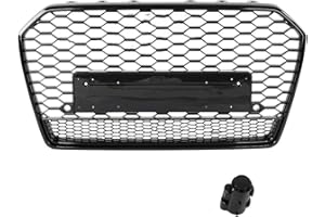 KIMISS ABS Front Sport Hex Mesh Honeycomb Hood Grill Black RS6 Quattro Style for A6/S6 C7 15-18