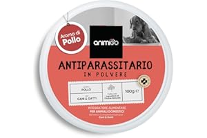 ANIMIGO Antipulci Gatto e Cane in Polvere 100 gr, Antiparassitario per Gatti e Cani all'Aroma di Pollo, Antiparassitario Cani e Gatti con Vitamine, Antipulci per Antipulci Gatto Per Cuccioli e Adulti