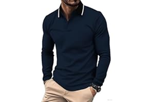 zitysport Polo a Maniche Lunghe da Uomo Golf Traspirante Asciugatura Rapida Magliette a Maniche Lunghe da Uomo Funzionali Magliettes da Uomo Maglietta Sportiva Regular Fit
