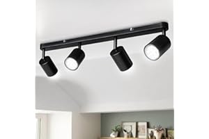 Smanu 4 Way Spotlight Ceiling Lights, Modern Kitchen Ceiling Light Fittings Black, Industrial Ceiling Spots Wall Lights, Adjustable GU10 Spotlights for Bedroom Living Room Hallway,Bulbs Not Included