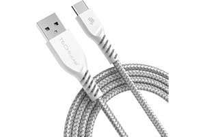TECHGEAR bardzo długi 2 m / 6,5 stopy mocny wysokiej wytrzymałości pleciony kabel ładowania USB C i synchronizacji danych dla urządzeń USB typu C kompatybilny z Apple iPad Pro 11" 12,9" 2020 2018, iPad Air 4 10,9" 2020 [biały]